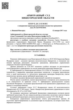 История банкротства Бормотовой ИФ - АРБИТРАЖНЫЙ СУД НИЖЕГОРОДСКОЙ ОБЛАСТИ